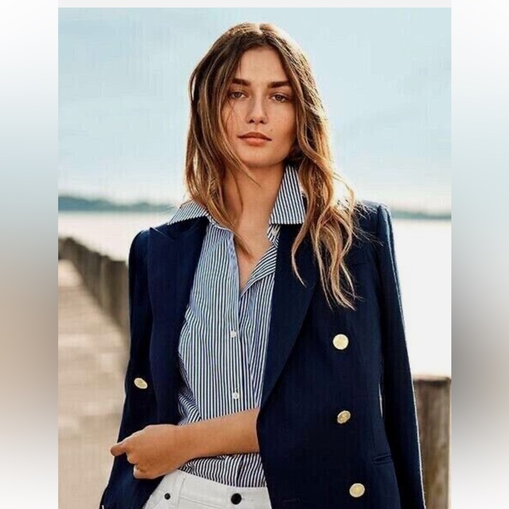 XS Zara Tailored Double Breasted Navy Blazer